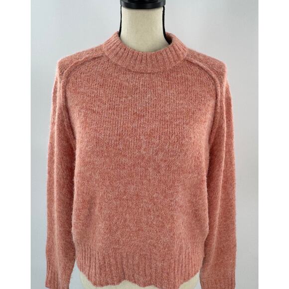 Topshop Peach Crewneck Sweater Knit Raglan Pullover Orange Small - Picture 3 of 10